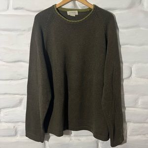 J. Crew Hunter Green Cotton Sweater with Olive Green Collar (XXL)